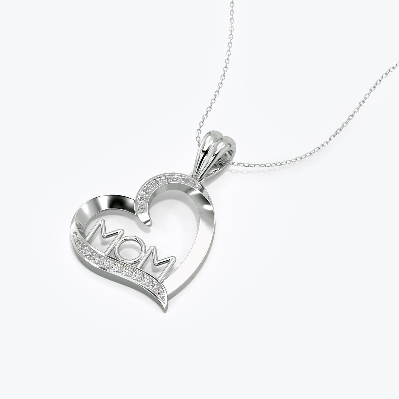 14K Solid Gold Diamond Heart Pendant