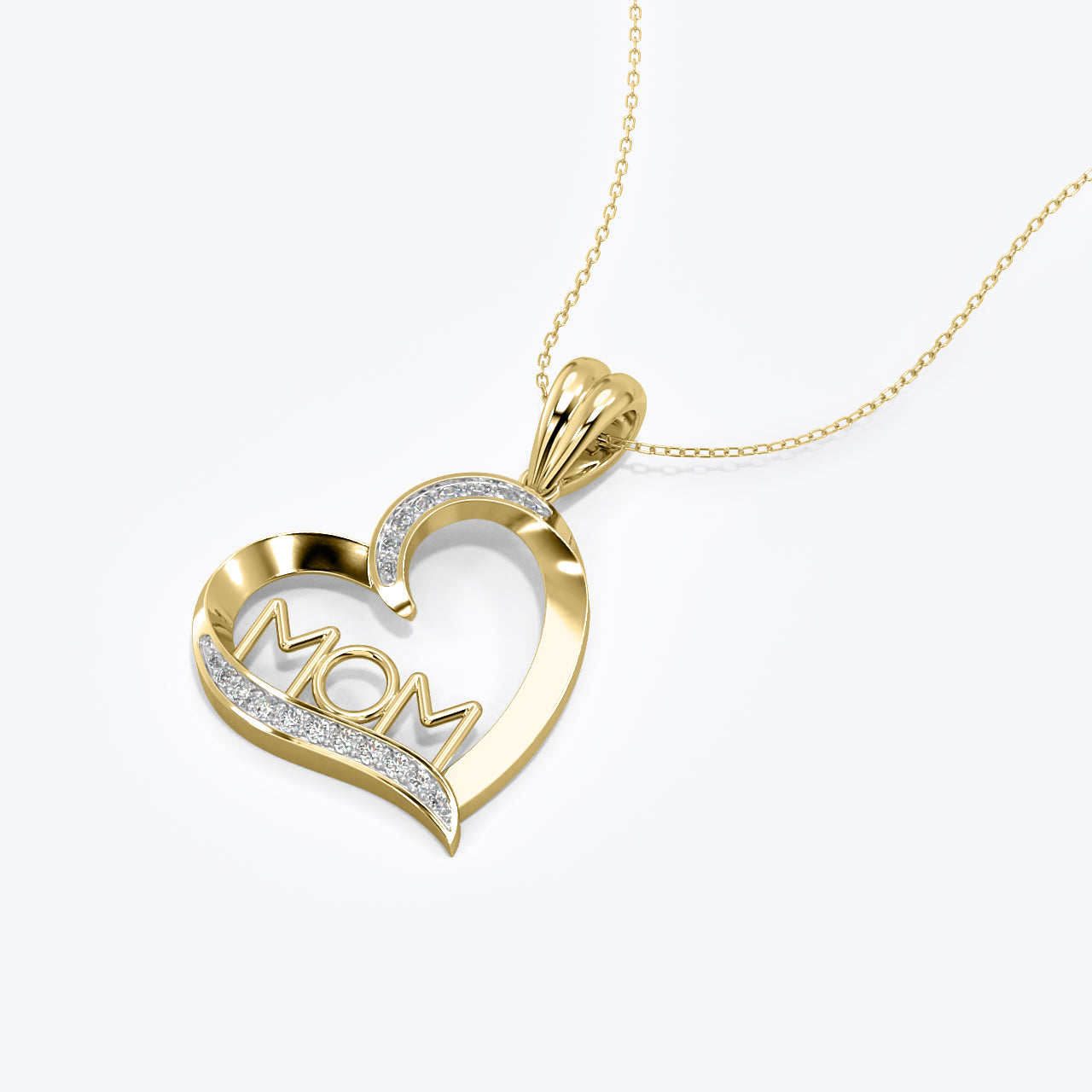 14K Solid Gold Diamond Heart Pendant