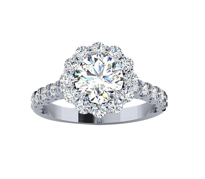 ROYAL FLORAL HALO DIAMOND ENGAGEMENT RING