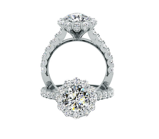 ROYAL FLORAL HALO DIAMOND ENGAGEMENT RING