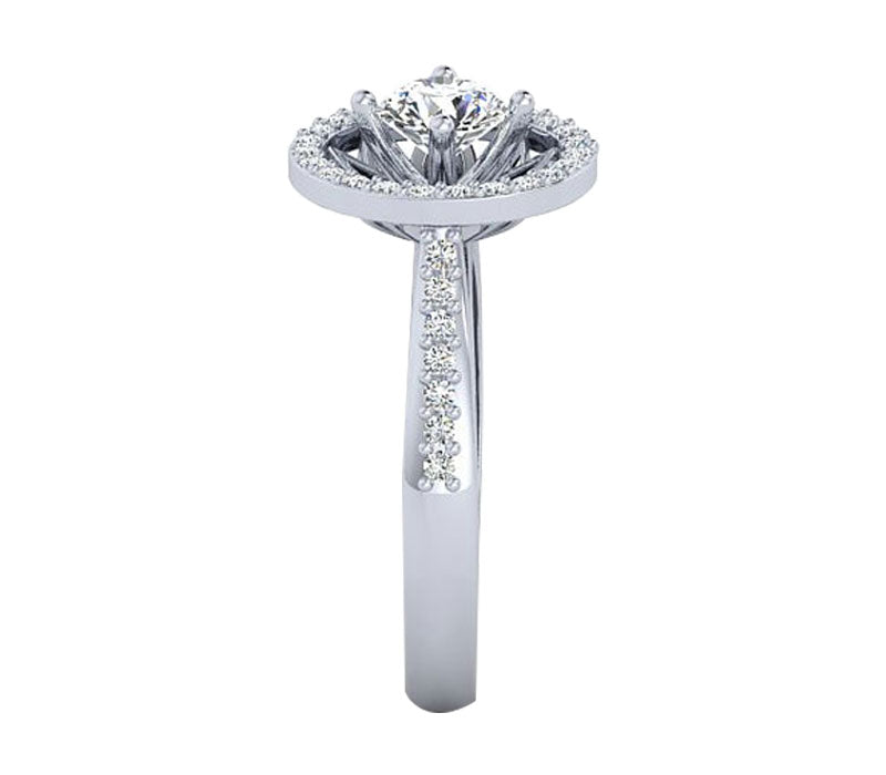 TWO-TONE FLORAL HALO DIAMOND ENGAGEMENT RING