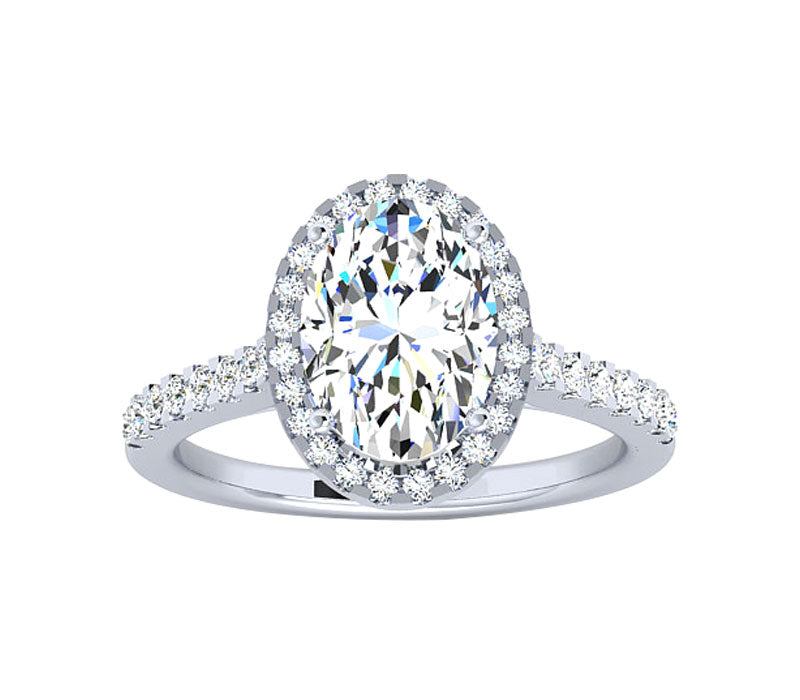 OVAL HALO DIAMOND ENGAGEMENT RING