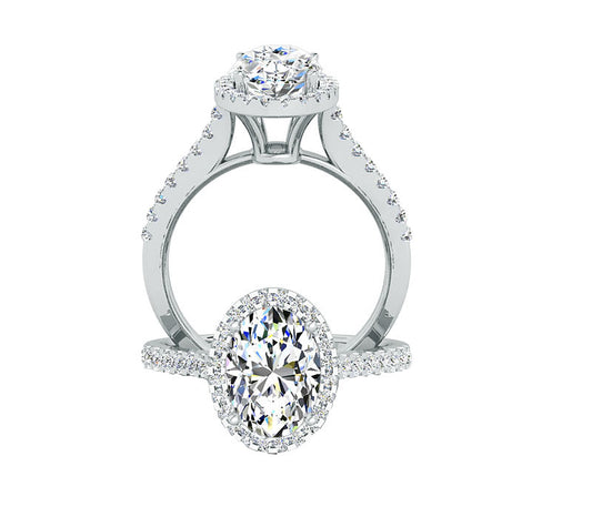 OVAL HALO DIAMOND ENGAGEMENT RING