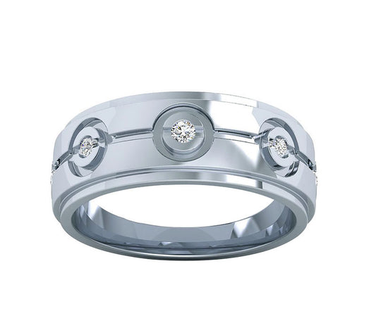 GROOVED ROUND DIAMOND MEN’S ETERNITY BAND