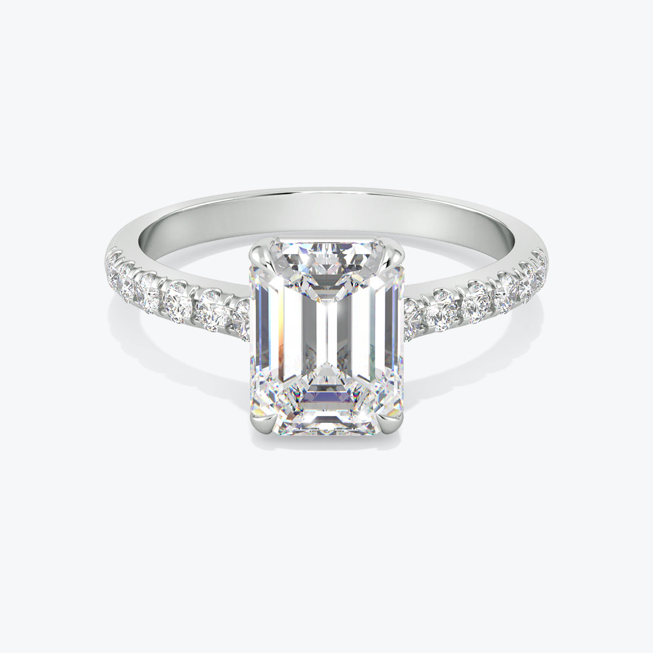 14K White Gold Single One Pavé Engagement Ring