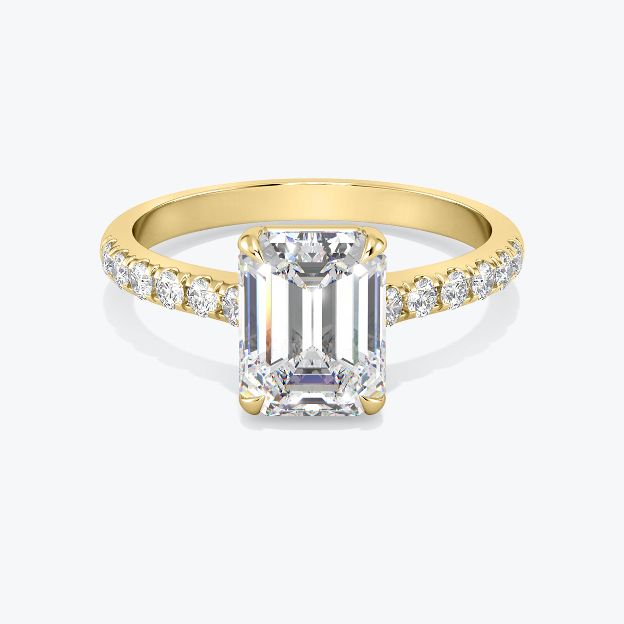 14K White Gold Single One Pavé Engagement Ring