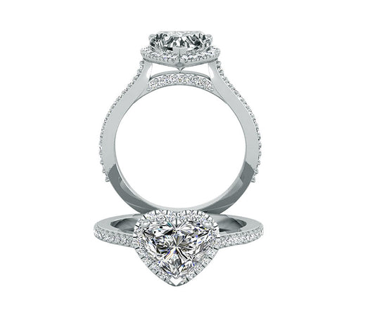 HEART-SHAPED HALO DIAMOND ENGAGEMENT RING