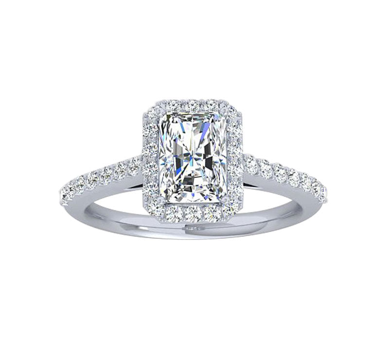 EMERALD-CUT HALO DIAMOND ENGAGEMENT RING