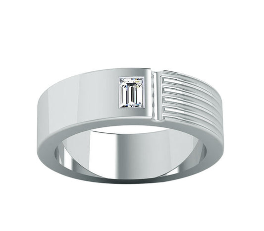 CONTEMPORARY EMERALD-CUT DIAMOND WEDDING RING