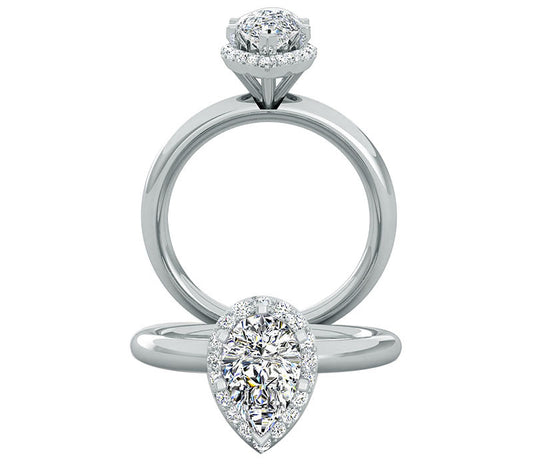 LUXE PEAR SHAPED HALO DIAMOND ENGAGEMENT RING