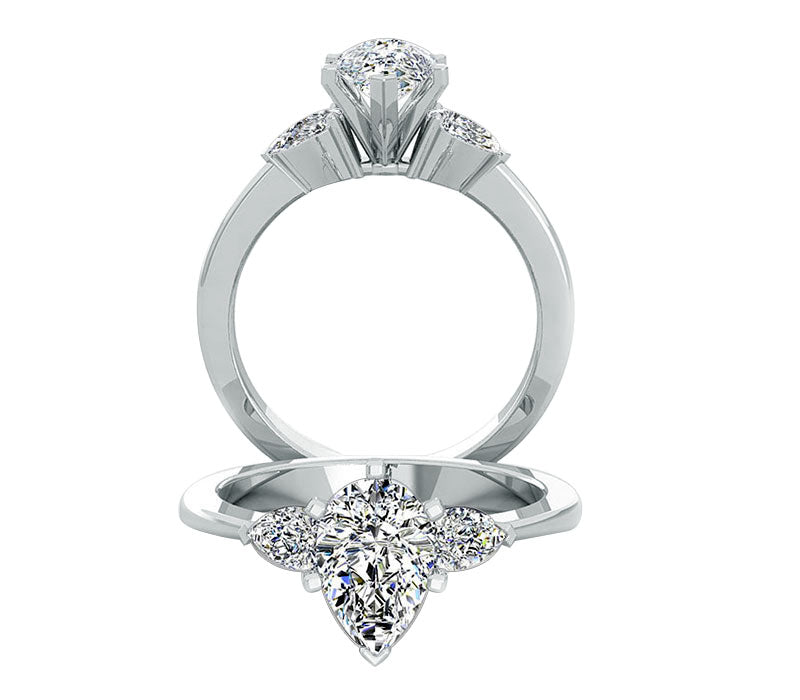 LOVELY PEAR-SHAPE DIAMOND THREE STONES RING