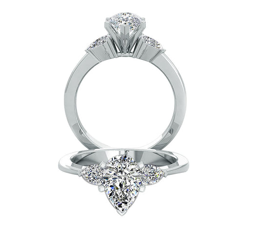 LOVELY PEAR-SHAPE DIAMOND THREE STONES RING