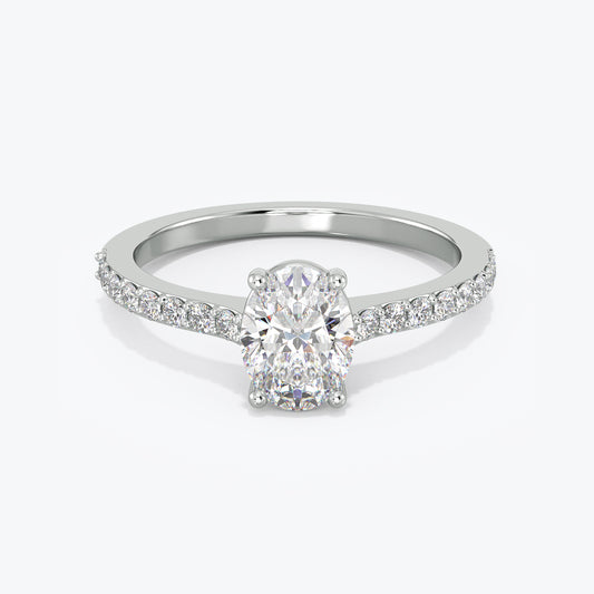 14K White Gold 1.06Ct Oval Lab Diamond Engagement Ring