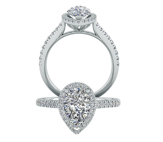 PEAR-SHAPED HALO DIAMOND ENGAGEMENT RING
