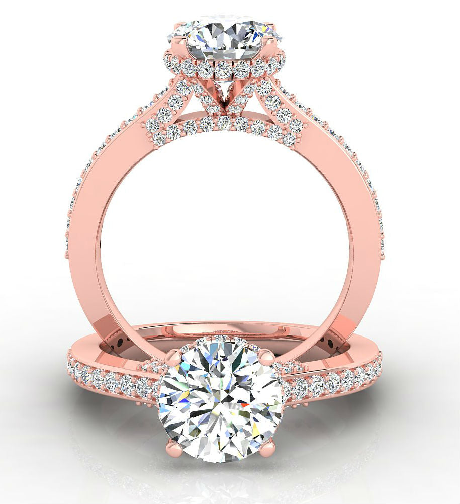 CROWN PAVÉ SETTING COMFORT FIT CATHEDRAL ENGAGEMENT RING
