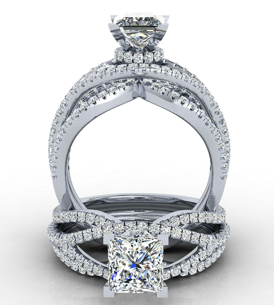 DOUBLE TWISTED SPLIT-SHANK DIAMOND ENGAGEMENT RING