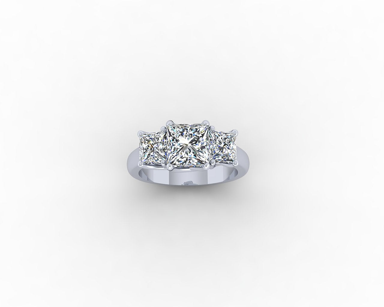 THREE-STONE TRELLIS PRINCESS-CUT DIAMOND ENGAGEMENT RING