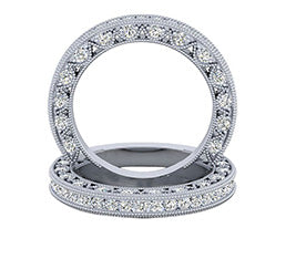 DAZZLING MILGRAIN THREE-SIDED DIAMOND RING