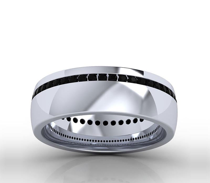 BLACK DIAMOND CHANNEL SET MEN’S WEDDING RING