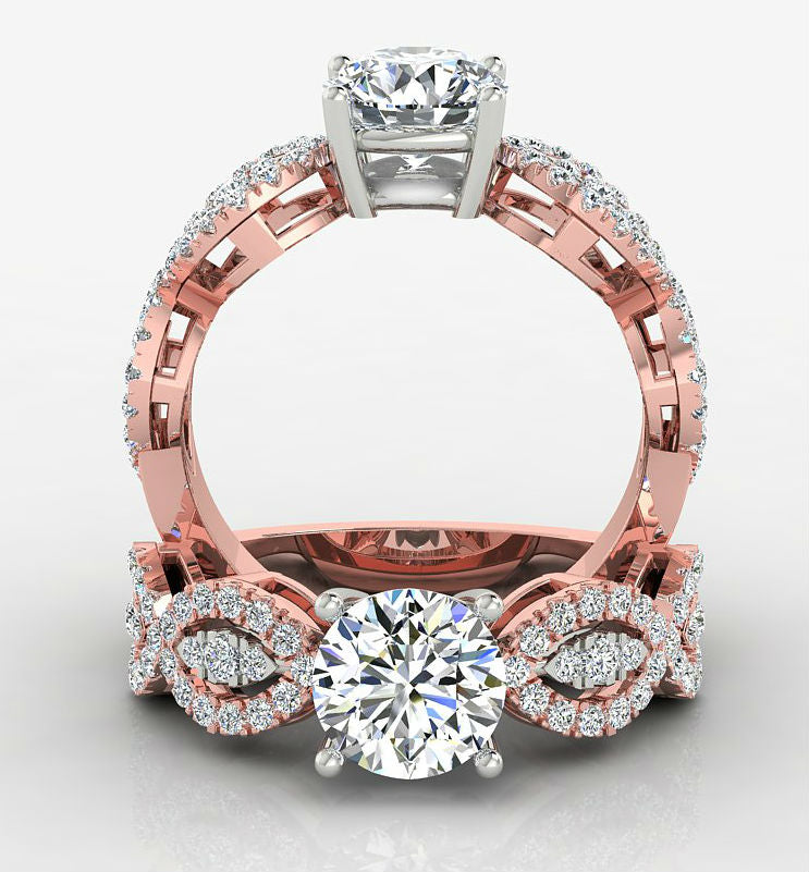 TWO TONE ROUND DIAMOND ENGAGEMENT RING