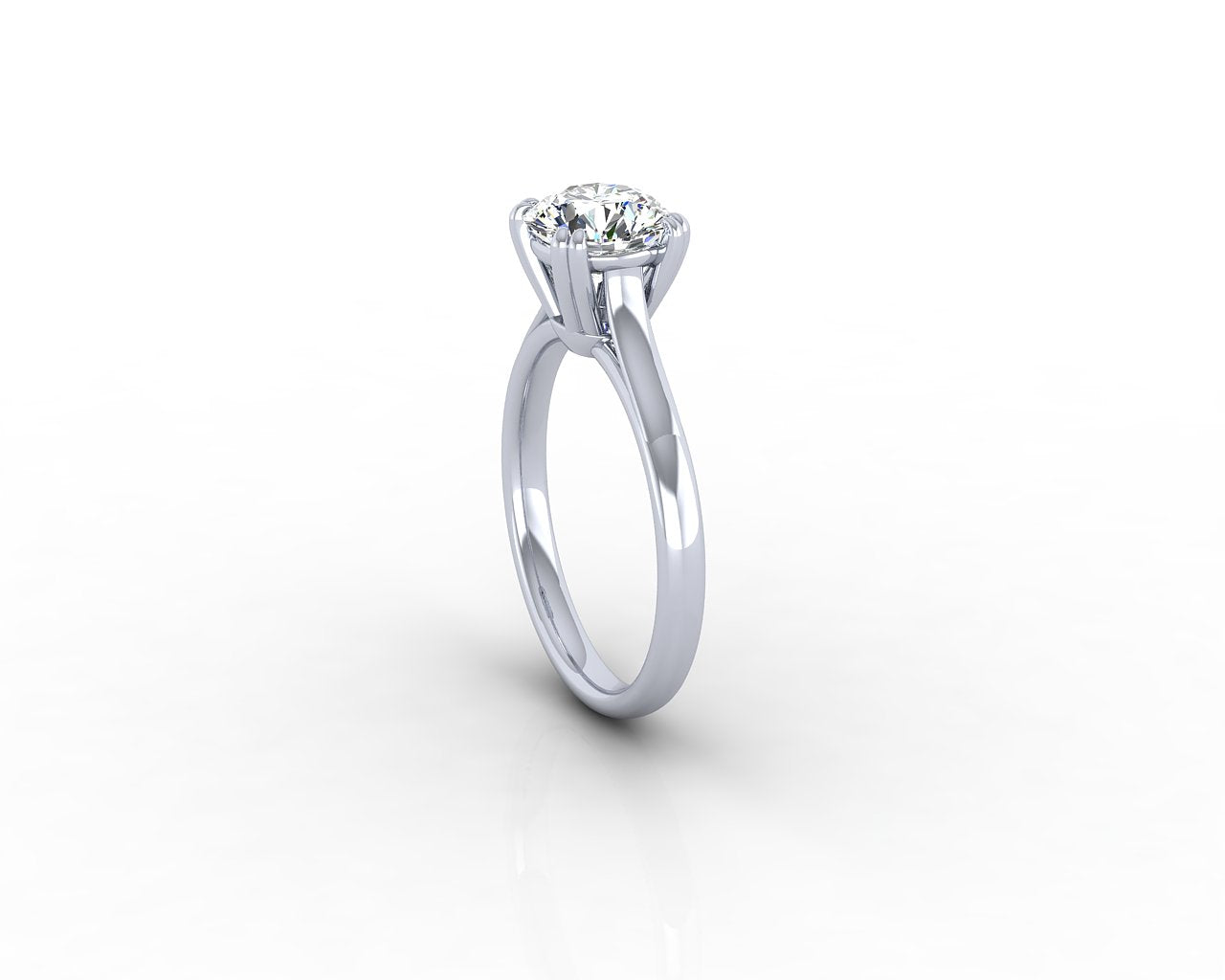 14K White Gold Double Claw Solitaire Engagement Ring
