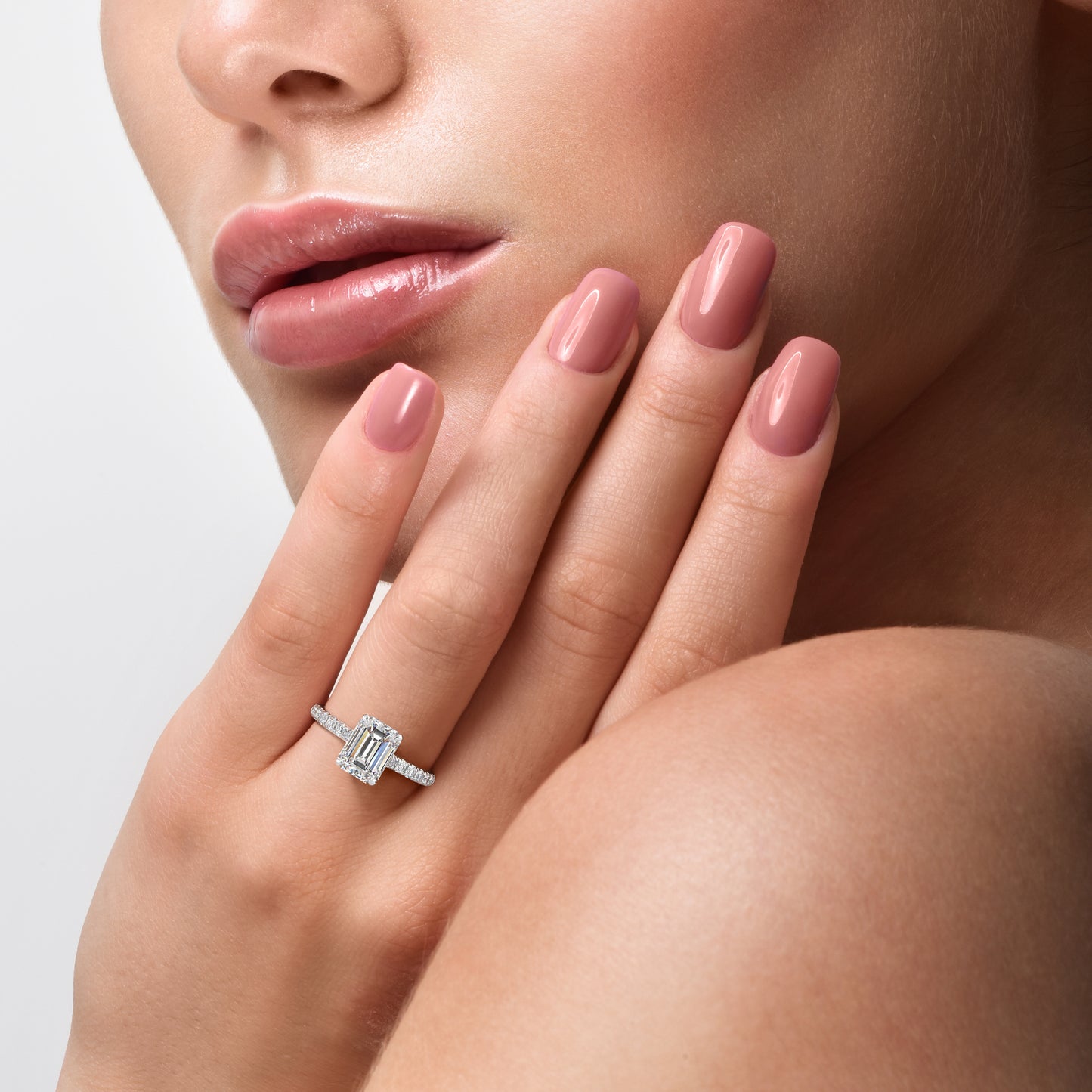 Lab-Created 2.50 Carat F-VS1 Emerald Cut Diamond Engagement Ring in 14k White Gold