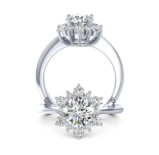 SNOWFLAKE MOISSANITE ENGAGEMENT RING, 14K & 18K SOLID GOLD FLORAL DIAMOND ANNIVERSARY FOREVER BAND GIFT, LUXURY SUNFLOWER ART DECO JEWELRY