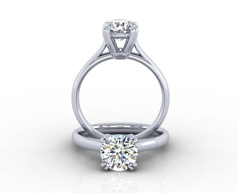 18k Gold Solitaire, claw prongs Ring, 14k rose gold solitaire,1ct diamond ring