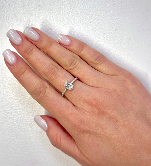 1 Carat Oval Engagement Ring, Diamond Ring Lab Grown F-VS1 Certified Engagement Ring, Unique 14K solid Gold, Trendy Style 14k Gold, White