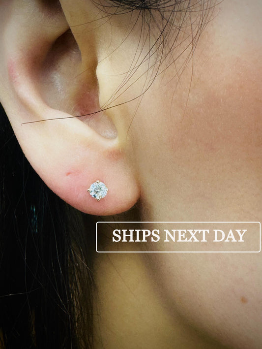 0.50Ct Lab Grown Diamond Stud Earrings in 14k Solid Gold, IGI certified, Round Lab Diamond Studs, VS1 Clarity Lab Grown Diamond Stud Earring