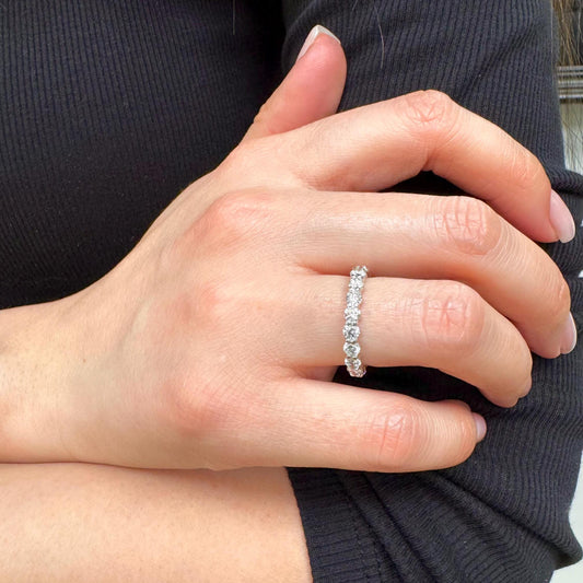 2.60 Ct Lab Grown Diamond Ring, 14k Full Eternity Round Brilliant Lab Grown Diamond Band, Women Wedding Ring Diamond Eternity Stacking Ring