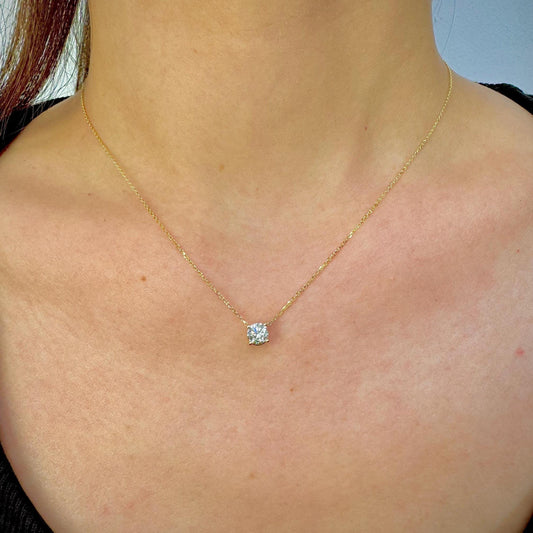 0.50 VS lab grown diamond pendant necklace 14k solid gold, Gold Lab Grown Diamond Solitaire Pendant, EF-VS Lab Diamond Necklace, White, Rose