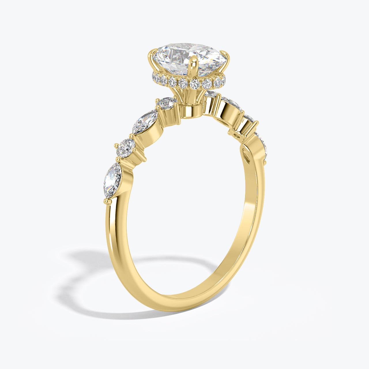 1.5 Ct Lab grown Diamond Oval Hidden Halo Engagement Ring