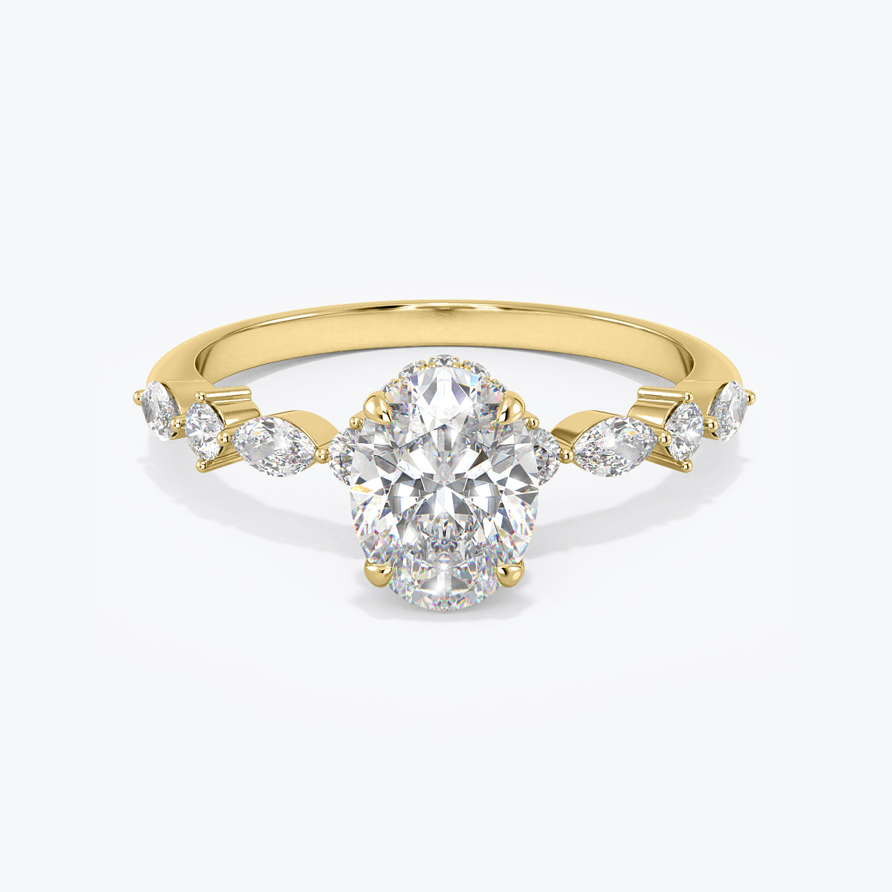 1.5 Ct Lab grown Diamond Oval Hidden Halo Engagement Ring