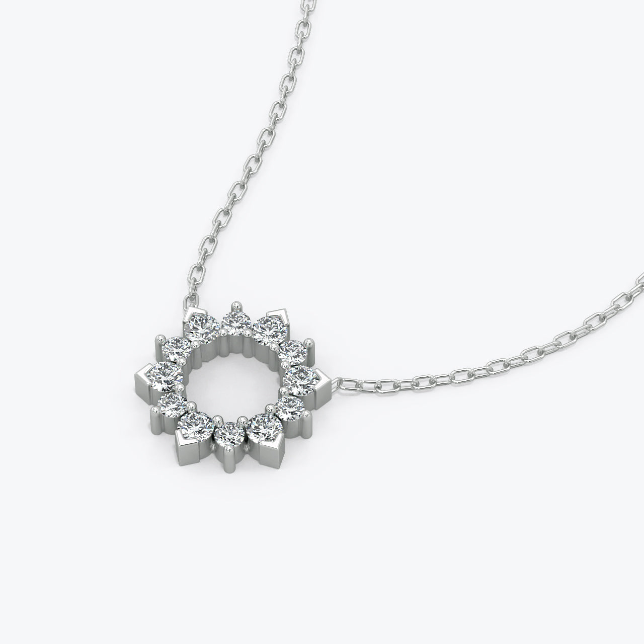 14K Solid Gold Diamond Disc Necklace