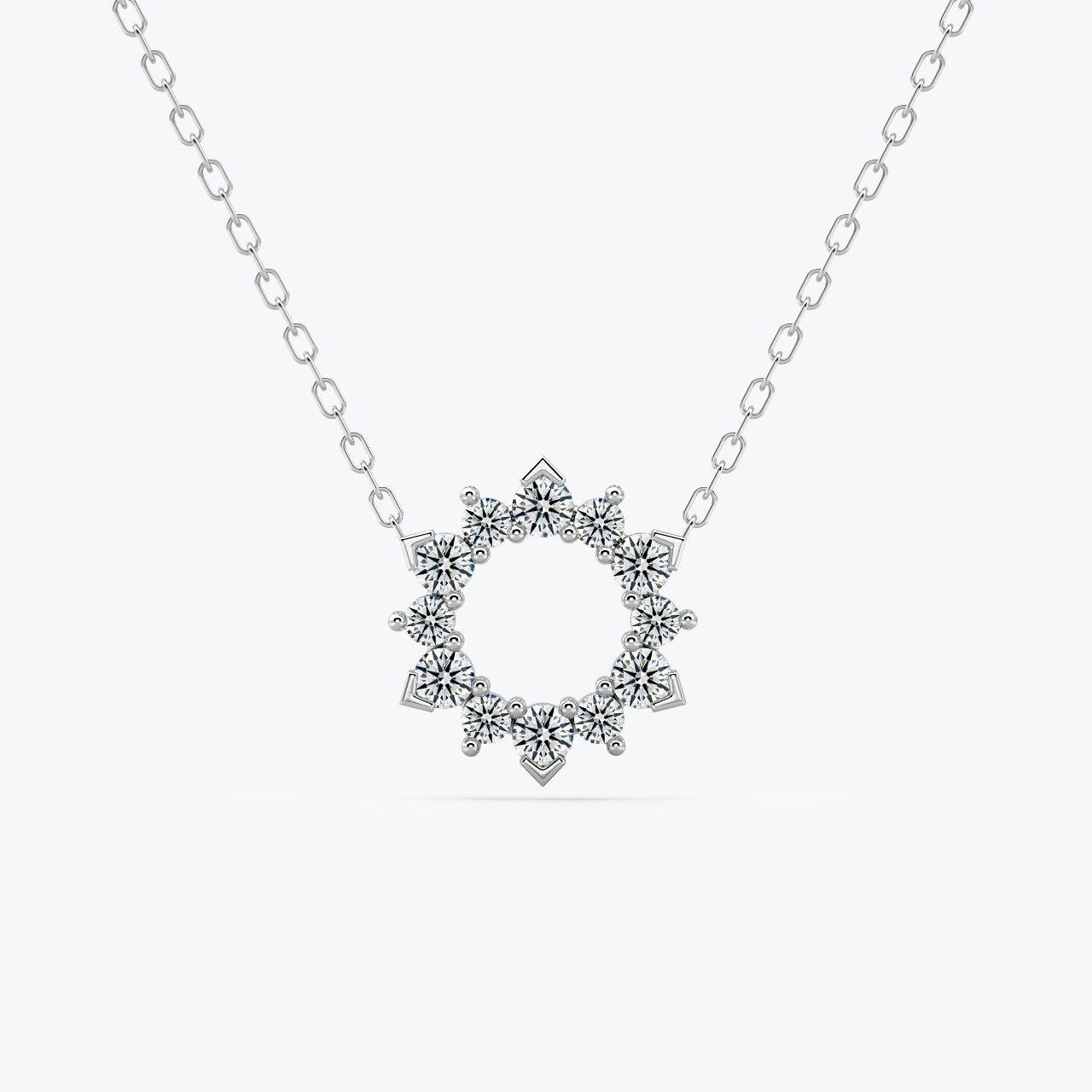 14K Solid Gold Diamond Disc Necklace