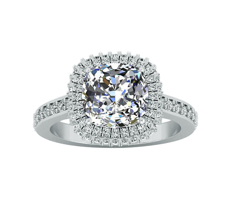 DOUBLE-ROW HALO DIAMOND ENGAGEMENT RING