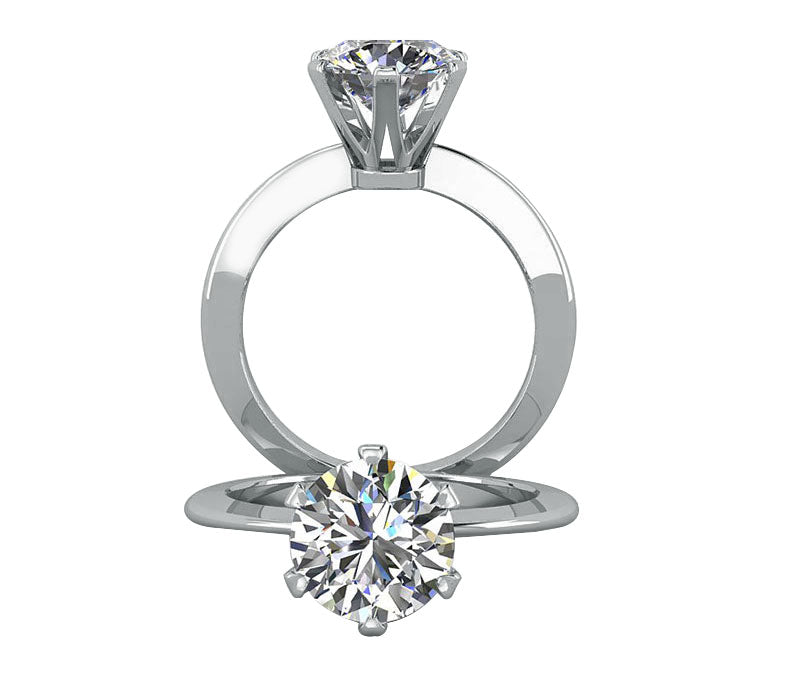 14k solid gold solitaire, tapered shank diamond engagement ring, Vs round diamond Solitaire, claw prong design