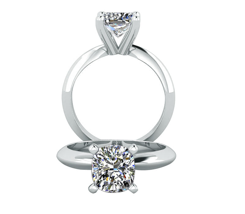 tapered cushion solitaire ring, 1Ctdiamond solitaire , Platinum bridal band