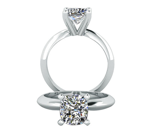tapered cushion solitaire ring, 1Ctdiamond solitaire , Platinum bridal band