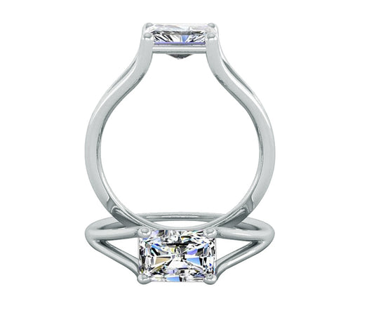 SPLIT SHANK EMERALD CUT CLASSIC SOLITAIRE