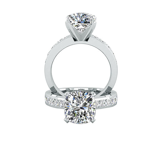 Diamond engagement ring, side stone style, VS diamond solitaire, 14k gold ring