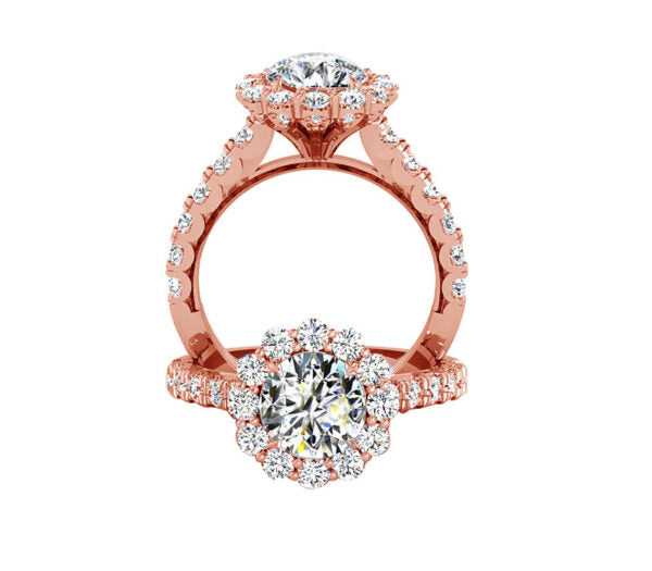 ROYAL FLORAL HALO DIAMOND ENGAGEMENT RING