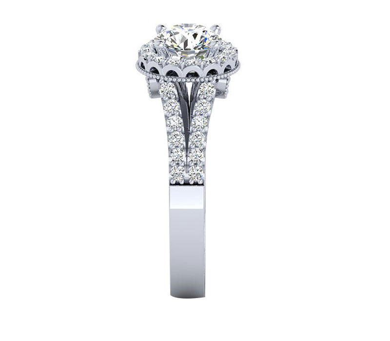 CROWNED HALO DIAMOND ENGAGEMENT RING