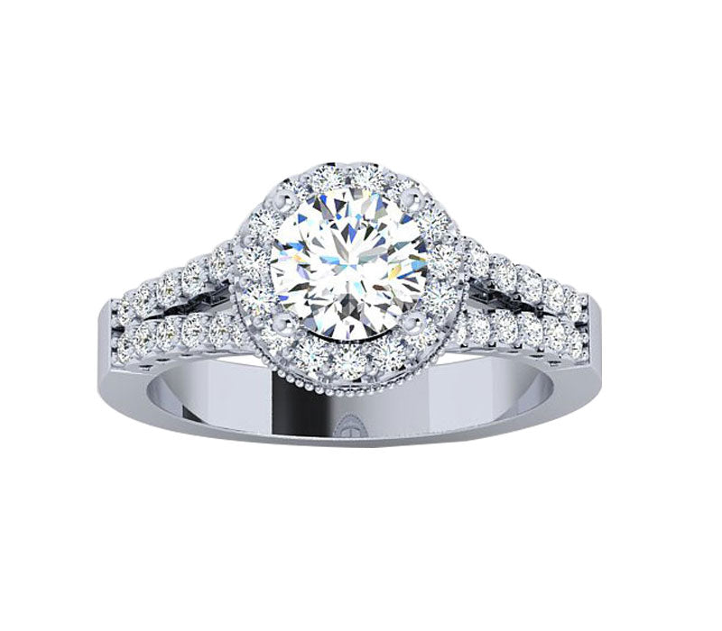 CROWNED HALO DIAMOND ENGAGEMENT RING