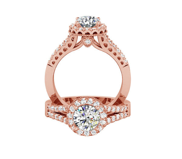 CROWNED HALO DIAMOND ENGAGEMENT RING