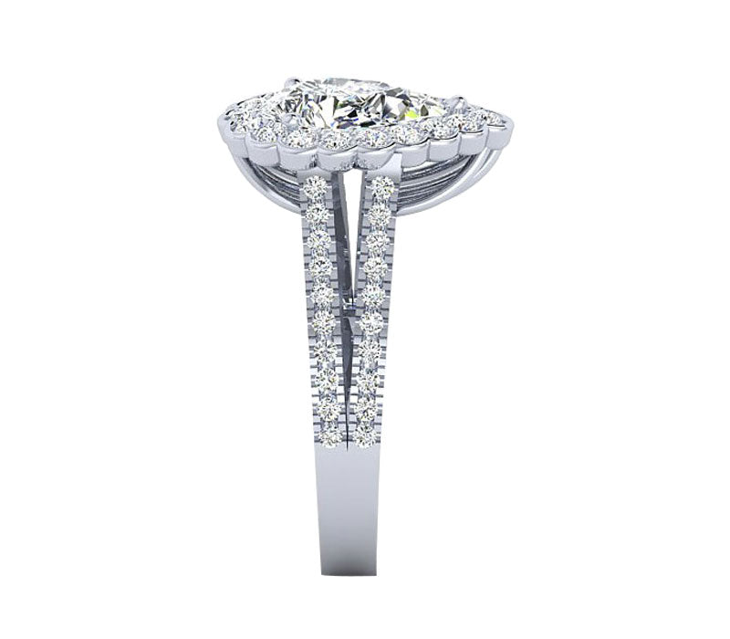 FLORAL PEAR SHAPED HALO DIAMOND ENGAGEMENT RING