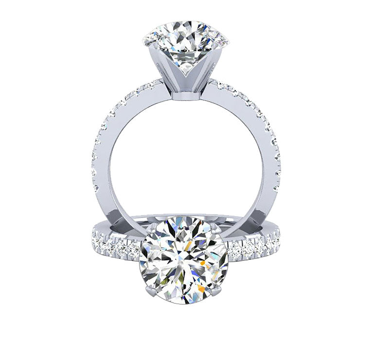 bright diamond engagement ring, 14k, gold ,18k gold ring, confort fit diamond ring,4 prongs solitaire ring