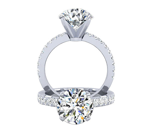 bright diamond engagement ring, 14k, gold ,18k gold ring, confort fit diamond ring,4 prongs solitaire ring