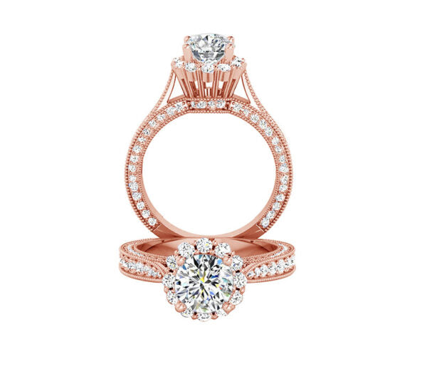 CHARMING FLOWER HALO DIAMOND ENGAGEMENT RING